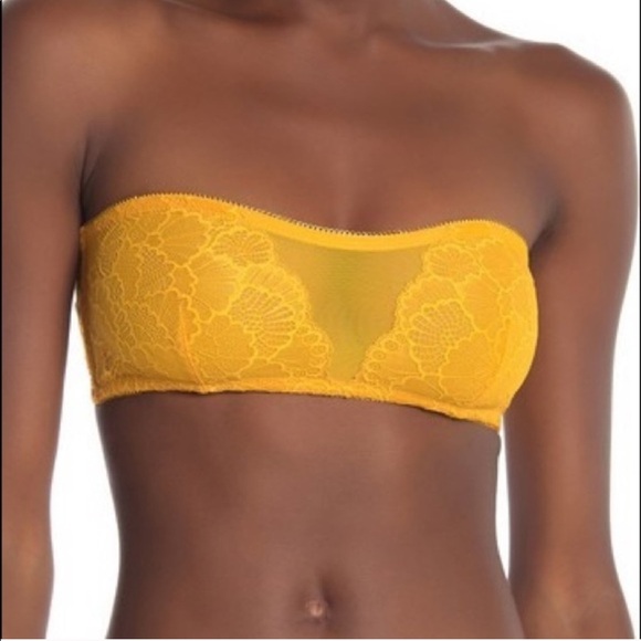 🆕NWT FREE PEOPLE Lace Mustard Bandeau Size M - Picture 1 of 6